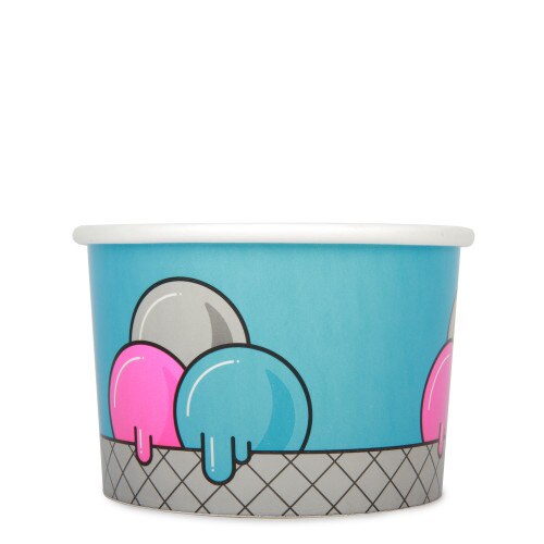 16oz Ice Cream Cup -Blue Bubble- x 50 Pack